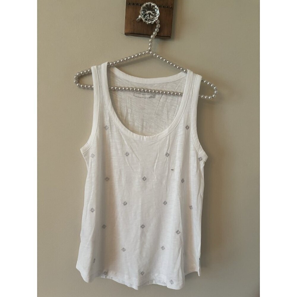 NWOT Eddie Bauer Womens Size XS White Tank Top Embroidered Sleeveless